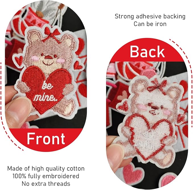 WILDREEDS 12 Pieces Valentine's Day Iron on Patches, Embroidered Patch for Clothing, T-Shirt, Backpacks, Hats, Jeans, Jackets