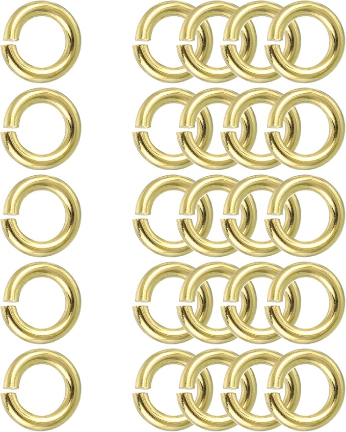 uxcell 25Pcs Open Jump Rings, 10mm/0.39" OD Brass Jump Ring Connectors 2mm Thick O Rings for Necklaces Bracelet Jewelry Making Keychain DIY Craft, Gold Tone