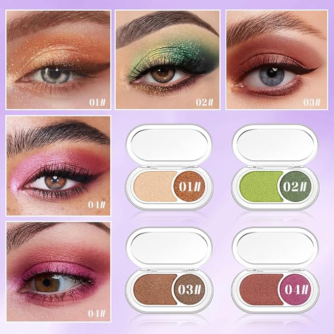 Warm Copper & Bronze Brown Shimmer Eyeshadow Duo – High Pigment Metallic Eye Shadow Palette, Long-Lasting Blendable Warm Nude Copper Brown Shades for Daily Makeup, Soft Glam & Smokey Eye Looks