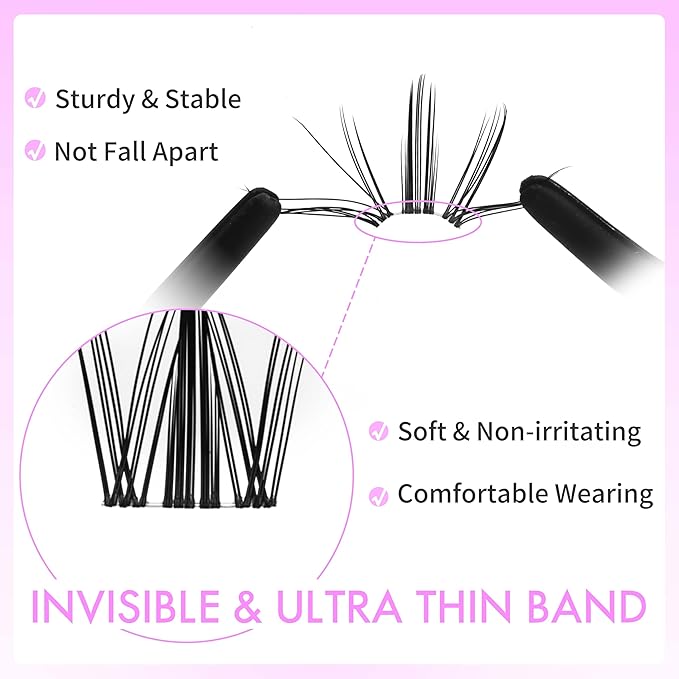 VEYESBEAUTY Manga Lash Clusters Kit Eyelash Extensions Thin & Invisible Band DIY Individual False Eyelashes Newbie's Five-Second Series Wispy Lash Tray Kit, with Bond&Seal Remover Applicator