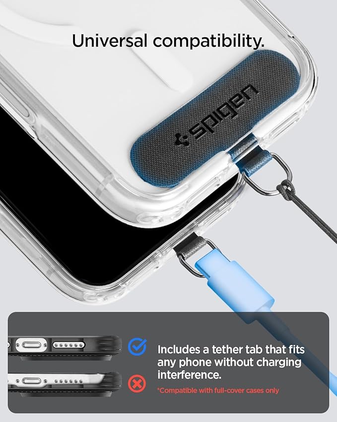 Spigen Universal Lanyard Wrist Strap with Keychain for iPhone, ID Badge Wallet Holder, AirPods, Cameras, Keychain & Everyday Carry, Durable Carabiner with Wrist Strap - Black