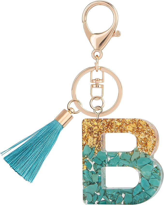 Suweibuke Cute Pink Key Chains for Women Girls, Initial Letter Keychains with Tassel, Charms for Key Purse Handbags Backpacks