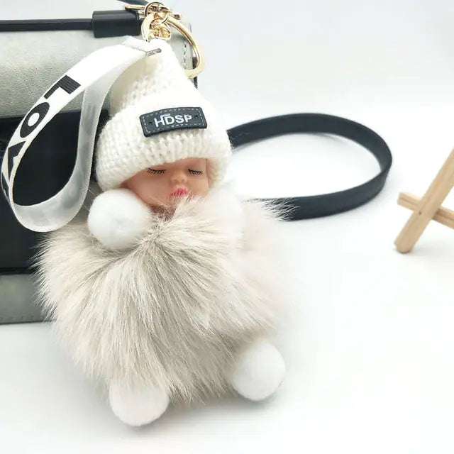 Cute Furry Plush Doll Keychain for Gift Decoration