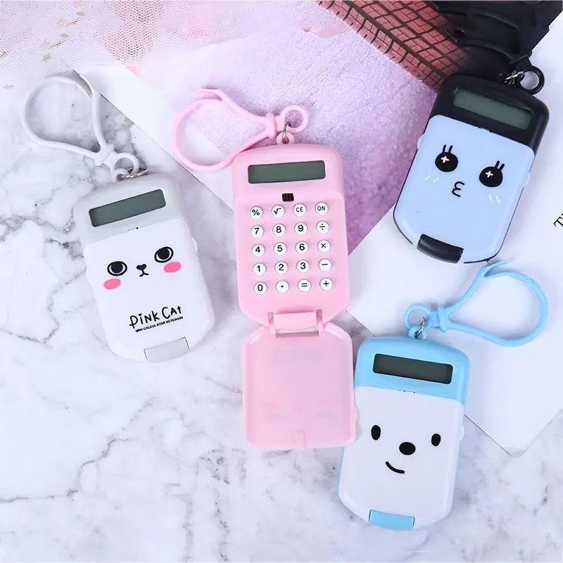 Smiling Face Emoji Biscuit Mini Calculator Keychain