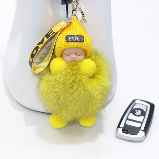 Cute Furry Plush Doll Keychain for Gift Decoration