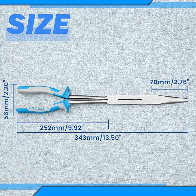SPEEDWOX 13 Inch X-Type Long Nose Pliers - Double-Joint, Extended Reach, Dual Material, Extra Long Needle Nose Pliers