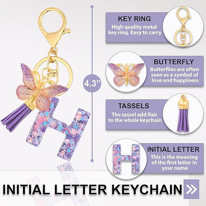 Alphabet Initial Letter Keychain Cute Heart Resin - Letter Keychain for Backpack Charms - Initial Keychains for Women