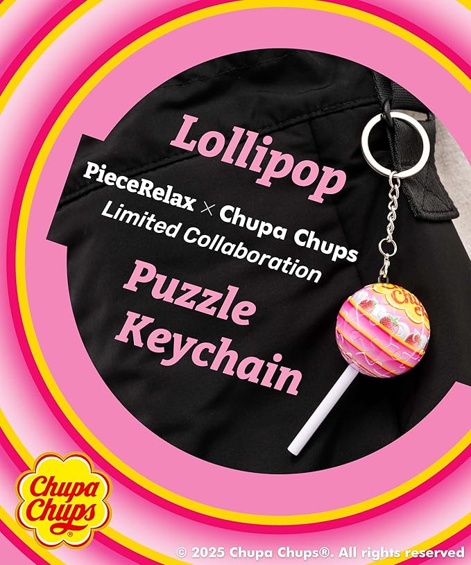 PieceRelax Chupa Chups X 3D Puzzle Keychain 24 Plastic Pieces - Chups My Flavor - Portable Key Ring Unique Gifts
