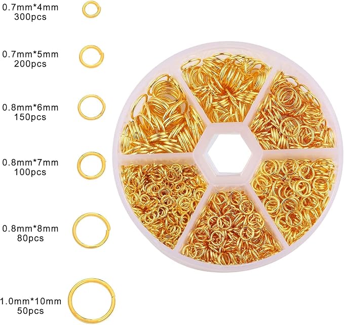 Gold Jump Rings 4mm 5mm 6mm 7mm 8mm 10mm Open Jump Rings Jewelry Making Supplies Jump Ring for DIY Bracelet Earrings Necklace Jewelry Findings Connectors O Ring