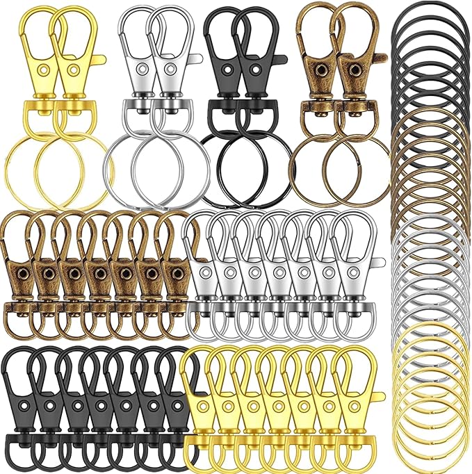 100PCS Keychain Hooks with Key Rings.. Metal Swivel Lobster Claw Clasps, for Keychain Clip Lanyard, Jewelry Making, Crafts