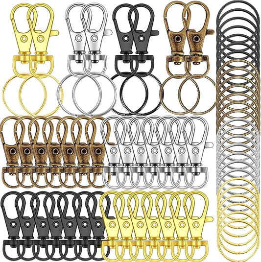 100PCS Keychain Hooks with Key Rings.. Metal Swivel Lobster Claw Clasps, for Keychain Clip Lanyard, Jewelry Making, Crafts