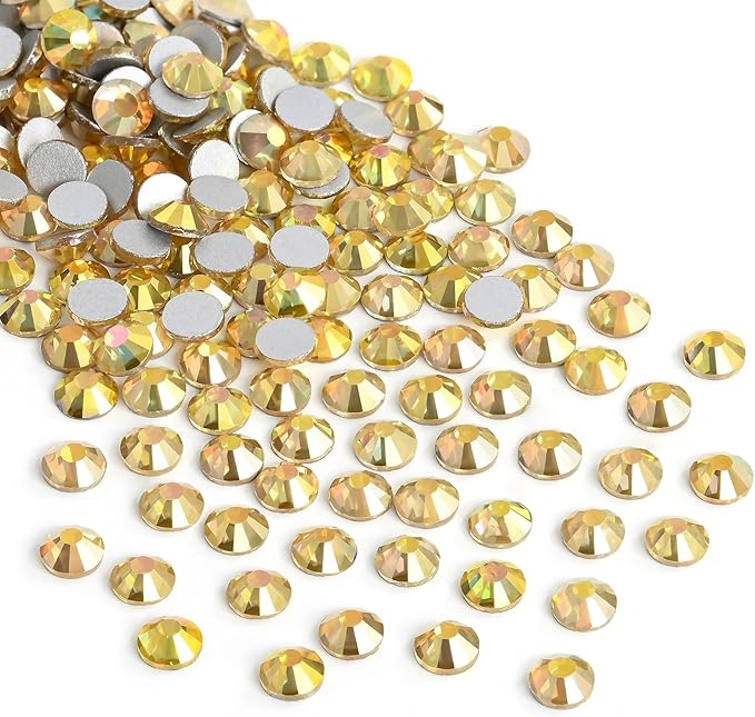 2880 Pieces Flatback Rhinestones Glue Fix Crystal Glass Diamantes Gems for Crafting Nail Art Crafts Decorations Clothes Shoes 1.8 mm (ss5, Metallic Sunshine)