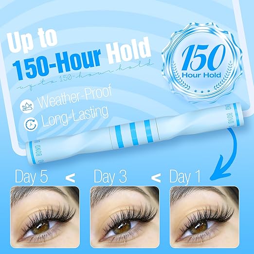 Lash Glue Twin Lash Bond Duo Eyelash Adhesive Strong Hold Standalone Bond Only Black Cluster Lashes Glue Waterproof Eyelash Extensions Glues for DIY Lash Extensions at Home (10ml, 72-150 Hours)