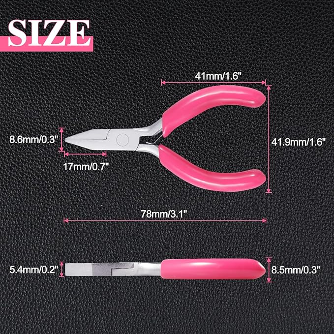 SPEEDWOX Mini Pink Nose Pliers, 3 Inch Duckbill Pliers for Jewelry Making, DIY Craft & Hobby Supplies
