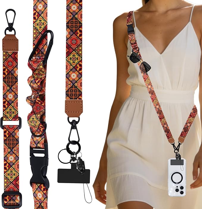 2-in-1 Phone Lanyard Crossbody,Adjustable Phone Strap for Women,Cute Breakaway Lanyard for ID Badges,Keys