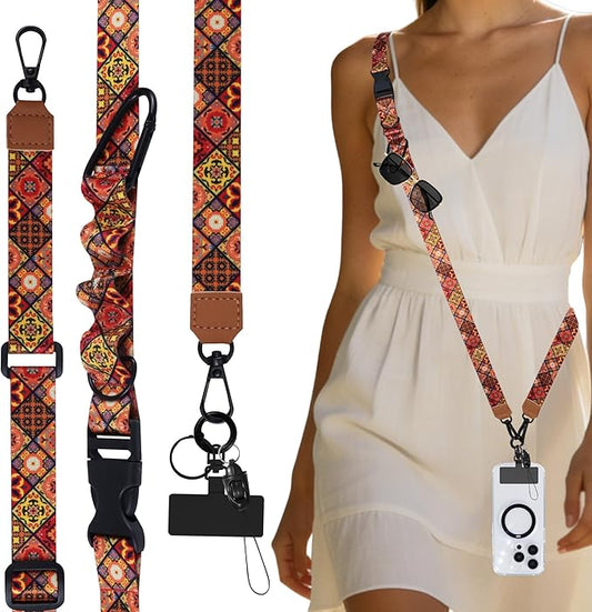 2-in-1 Phone Lanyard Crossbody,Adjustable Phone Strap for Women,Cute Breakaway Lanyard for ID Badges,Keys