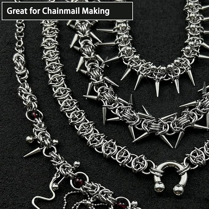 1000Pcs 10mm Stainless Steel Open Jump Rings 16 Gauge Metal O Rings Single Loop Connectors for Jewelry Necklaces Bracelet Earrings Keychains Chainmail DIY Making