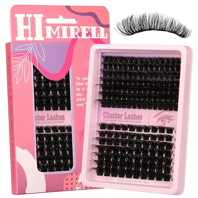 D Curl Lash Clusters Extensions 175 Pcs Individual Eye lash Clusters 150+200D Cluster Eyelash Lashes Wispy Clusters Lashes Makeup at Home - DIY Lash Extension Kit for Self Application