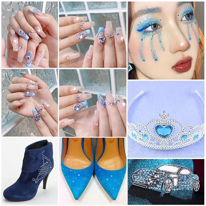 beadsland Flat Back Crystal Rhinestones Round Gems for Nail Art and Craft Glue Fix,Light Blue (4.6-4.8mm) SS20/1440pcs