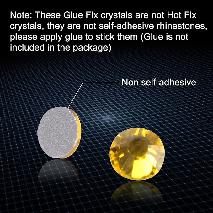 Glue Fix Crystal Flatback Rhinestones Glass Diamantes Gems for Crafting Nail Art Crafts Decorations Clothes Shoes 4.0mm (ss16 1440pcs, Citrine)