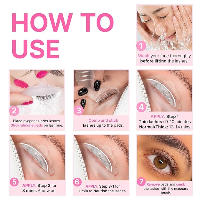 Korean Lash Lift Kit - 5 Sets At Home Eyelash Perm Kit with Upgraded Glue, Eyelash Lift Kit, DIY Lash Perm Easy for Beginner & Professional, Semi Permanent Perming Wave Suitable For Salon & Home