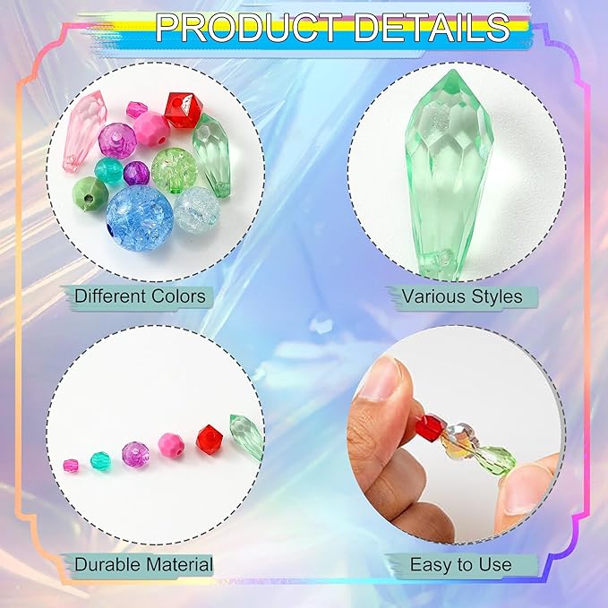 nikkiGuo Acrylic Bear Bead Chain Buckle Bracelet Necklace Jewelry DIY Necklace, Mask, and Eyewear Chain Making Kit Colorful Chain Buckle (Transparent Color Mixing)