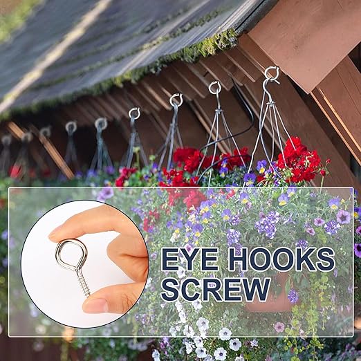 AUGSUN Eye Screws, 50PCS 1.57 Inch Screw Eyes Hooks Heavy Duty Screw Eyes Bolts Hooks Ring Screws for Wood Hanging Artwork
