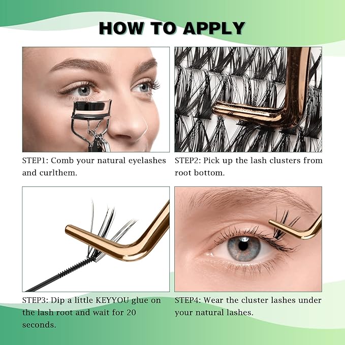 Lash Clusters 300pcs Individual Lashes 50D 0.07C Curl 9-18MIX DIY Eyelash Extension KEYYOU Large Tray Volume Soft&Natural Cluster Lashes(50D-0.07C,9-18MIX）