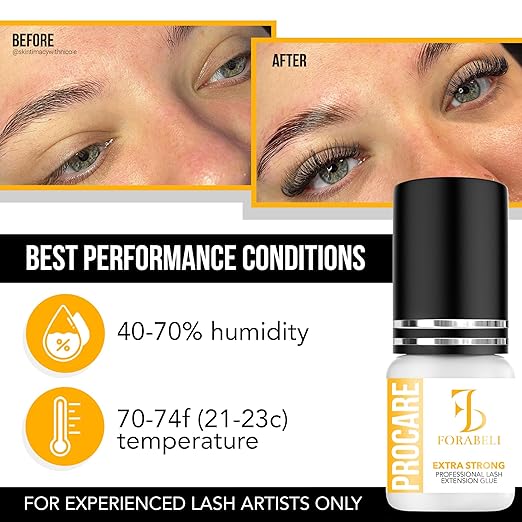 Forabeli Pro Care Lash Extension Glue, 1–2 Sec Fast Dry, 8 Week Retention, Advanced Bonding System, Professional Eyelash Extension Glue, Lash Adhesive for Eyelash Extensions