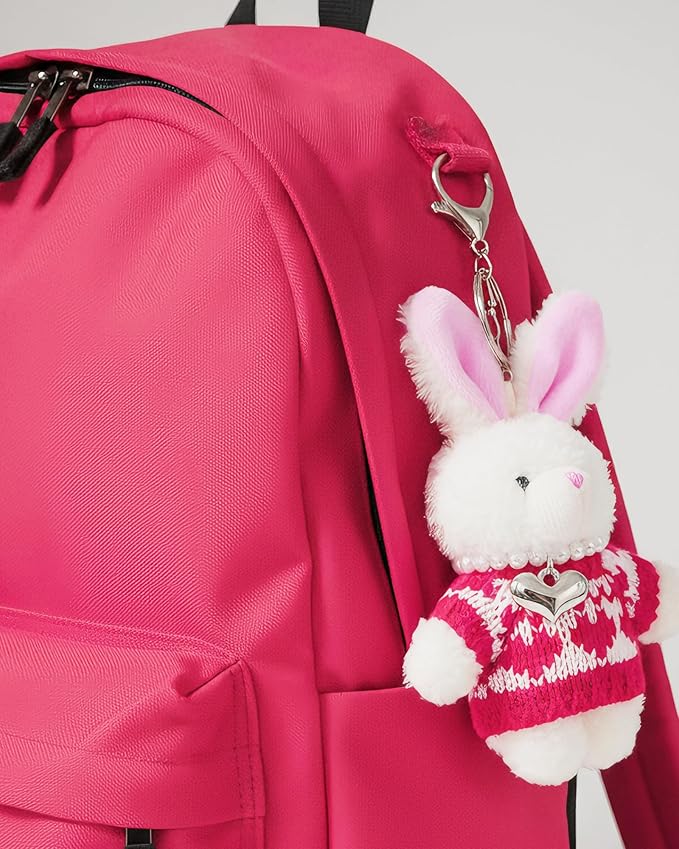 Christmas Bunny Plush Keychain for Backpack Cute Mini Rabbit Keychain Purse Charm Pendant Gift for Women