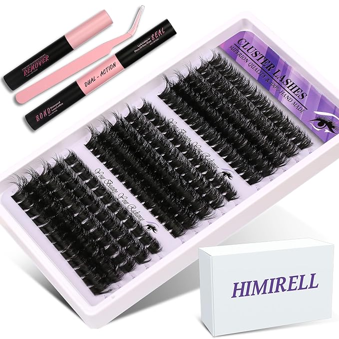 Lash Clusters 3 Densities (100D/150D/200D) Mixed Length 10-18mm DIY Eyelash Extensions Kit 210 Clusters Handmade Soft Lashes with Glue Sealant Remover & Tweezers Sensitive Eye Friendly for Daily