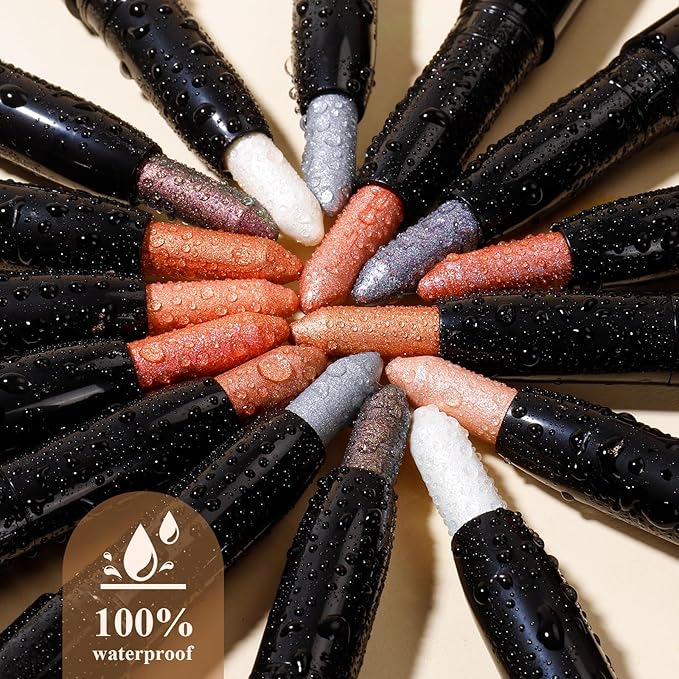 Cream Waterproof Hypoallergenic Eyeshadow Stick, long wear Metallic Glitter Matte Eye Shadow Pencil With Makeup Brush, Eye Brightener, 14 Tulip Shimmer