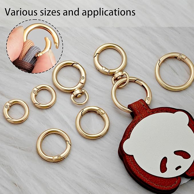 16PCS Metal Spring O Ring Set, Mixed Sizes Round Carabiner Keychain Snap Hooks for Key Rings, Bags, Dog Tags, Buckle, Paracord, Lanyards, and DIY Repair Crafts (Silver)