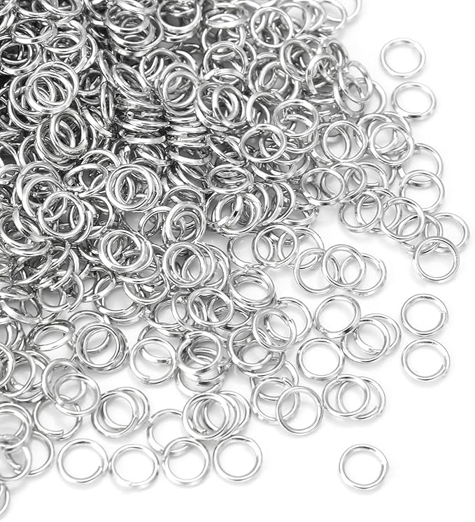 1000 Pcs 4mm Open Jump Rings Rhodium Plated Jump Rings for Jewelry Making Iron Made Single Ring Bulk for DIY Craft Earring Necklace Bracelet Pendant Choker Jewelry Making Findings