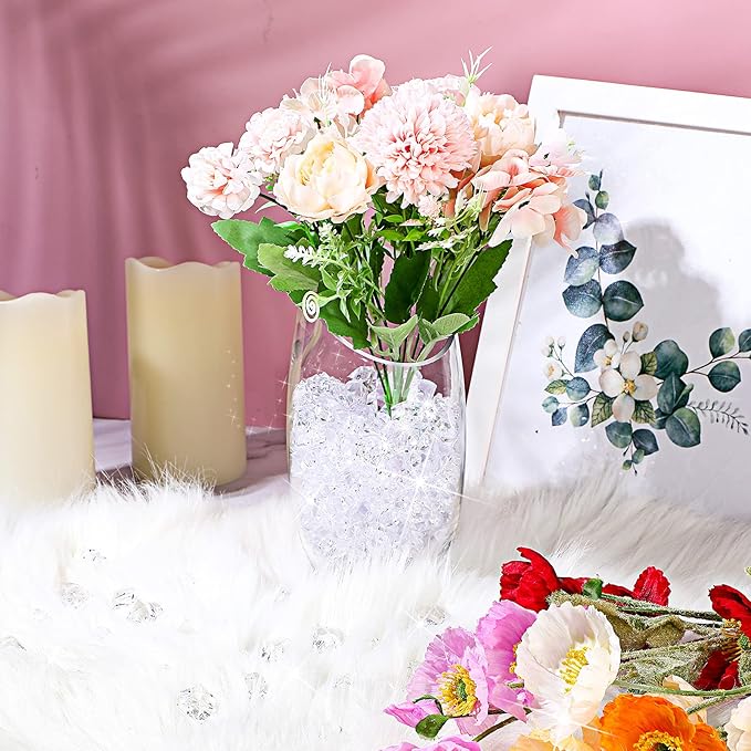 Syhood 570 Pcs 5 Sizes Clear Fake Crushed Ice Rocks Plastic Gemstones Transparent Acrylic Crystal Gems Diamond Cubes for DIY Craft Vase Fillers Fish Tank Centerpieces Wedding Winter Holiday Decoration