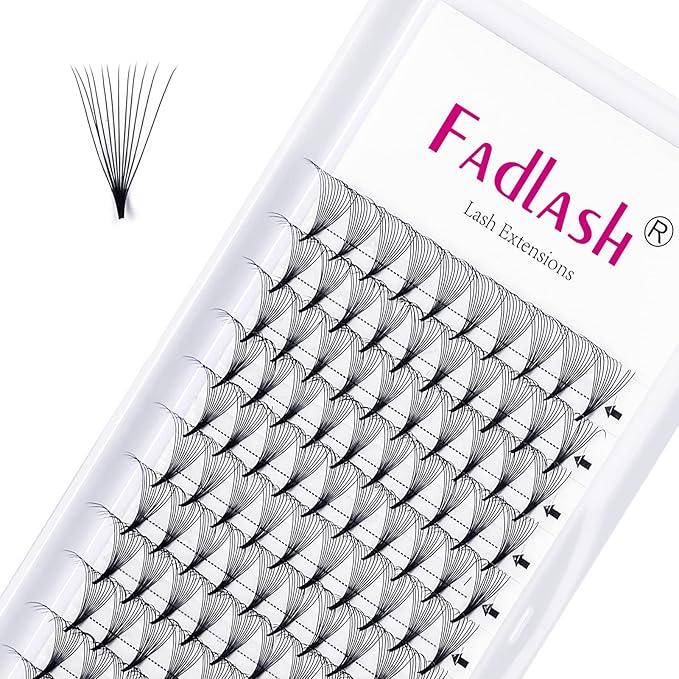 Volume Lash Extensions 0.07 D Curl 12D Premade Fans Eyelash Extensions 11mm Premade Lash Fans Pointed Base Middle Stem Premade Lash Extensions Fans Russian Volume Lash (12D-0.07D, 11mm)