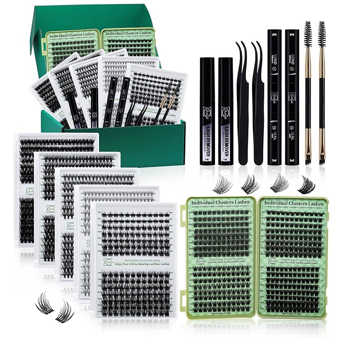 Lash Clusters Kit Wispy Eyelash Clusters Kit Lashes Clusters Kit Cluster Eyelash Extensions Pestañas Postizas Naturales+Lash Bond and Seal*2,Remover*2,Lash Tweezers*2,Mascara Brush*2(6 Boxes Kit-2)