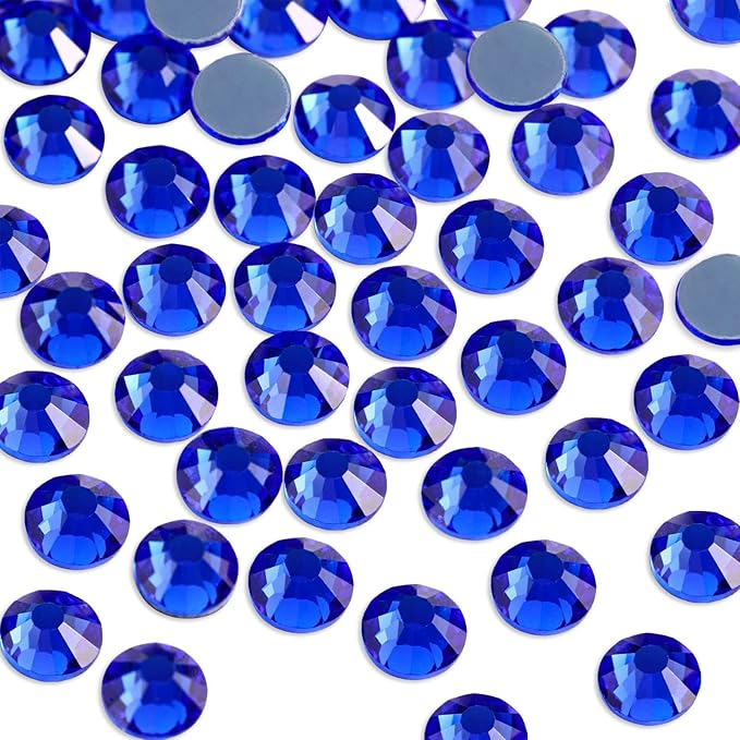 Beadsland Hotfix Rhinestones, 288pcs Crystal Rhinestones for Crafts Clothes DIY Decoration, Sapphire, SS34, 7.0-7.3mm