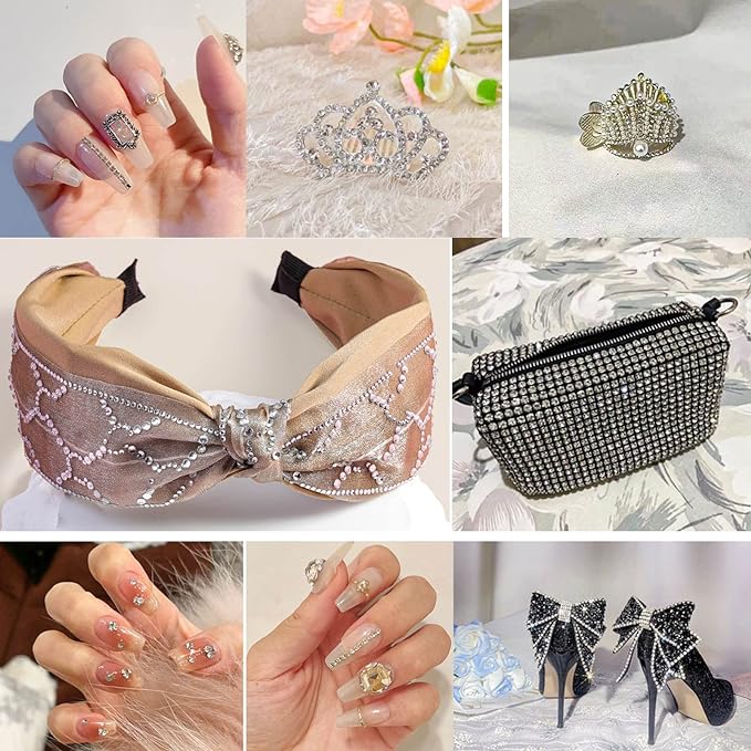 Beadsland 1440pcs Flat Back Crystal Rhinestones Round Gems for Nail Art and Craft Glue Fix, Crystal, SS8, 2.3-2.5mm
