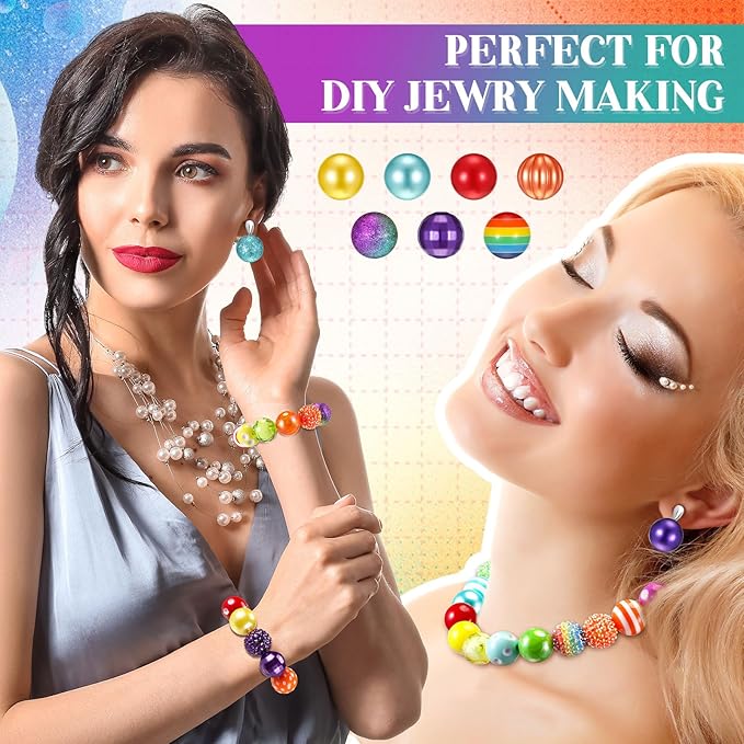100 Pcs 20mm Rhinestone Bubblegum Beads for Pens Mixed Crystal Resin Chunky Beads for DIY Craft Keychain Necklace Bracelet Jewelry Making(Rainbow Color)