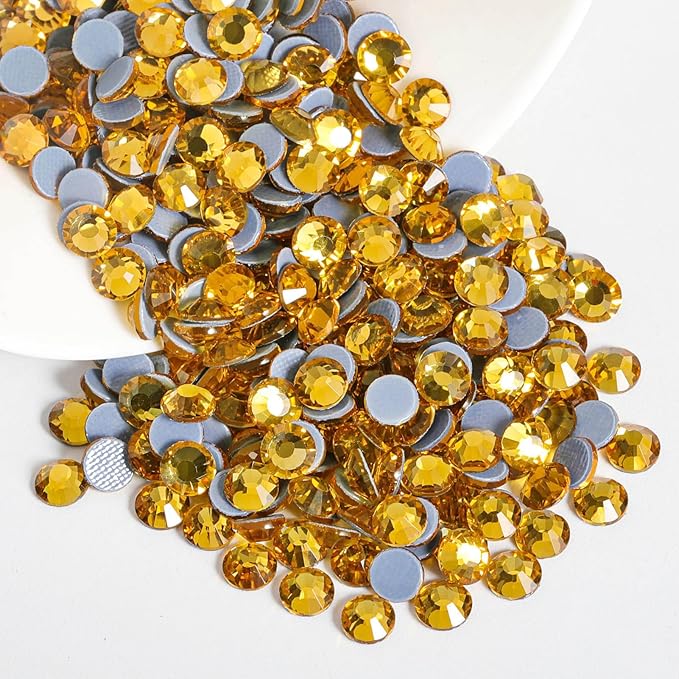 Beadsland Hotfix Rhinestones, 288pcs Crystal Rhinestones for Crafts Clothes DIY Decoration, Topaz, SS34, 7.0-7.3mm