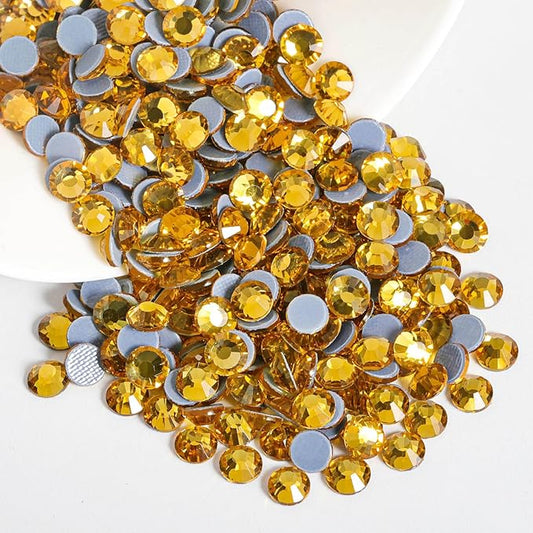 Beadsland Hotfix Rhinestones, 288pcs Crystal Rhinestones for Crafts Clothes DIY Decoration, Topaz, SS34, 7.0-7.3mm