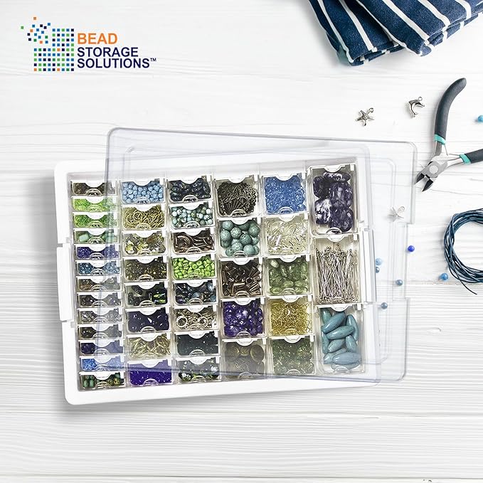 Darice Elizabeth Ward 45 Piece Assorted Portable Diamond Painting Storage and Bead Organizer with 42 Variable Sized Containers, 8 Pack, Clear