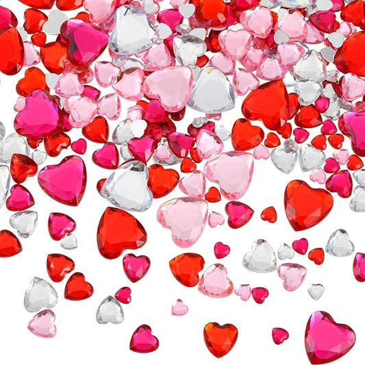 Chuangdi 516 Pcs Acrylic Rhinestone Crystal Gems Rhinestone Flat Back 18mm/12mm/10mm/6mm for Valentine's Day Wedding Decoration DIY Clothes Shoes Jewelry Making Crafts(Sweet Color,Heart)