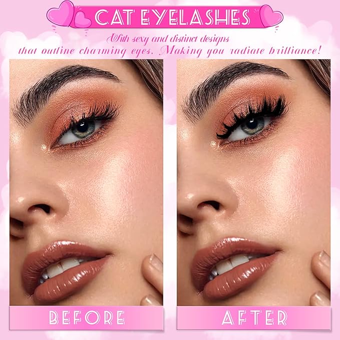Veleasha Manga Lashes Faux Mink Lashes 8-17MM Cat Eye C Curl Fluffy Spiky Eyelashes with Black Cotton Band Anime 6D Effect False Eyelashes 10 Pairs Pack (Spiky01)
