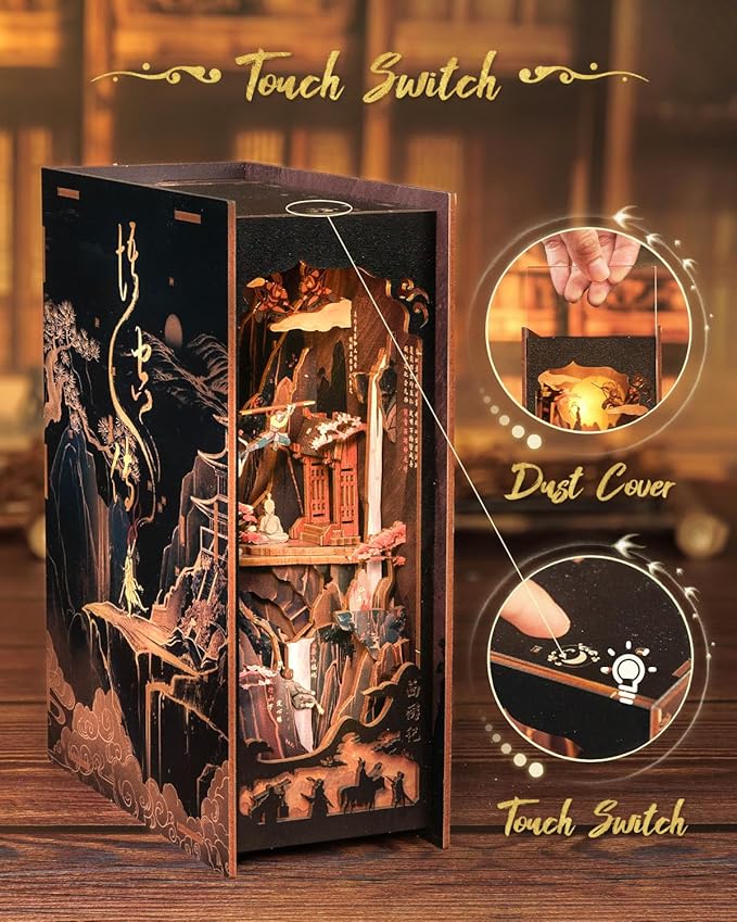 CUTEBEE Book Nook Kit, DIY Booknook Miniature House Tiny House 3D Wooden Puzzle Dollhouse Kit for Adults and Teens, Bookshelf Insert Decor, DIY Craft Gift Model Build