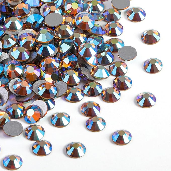 beadsland 1440 Pieces Flat Back Crystal Rhinestones Round Gems, Lt.Colorado Topaz AB, SS20, 4.6-4.8mm