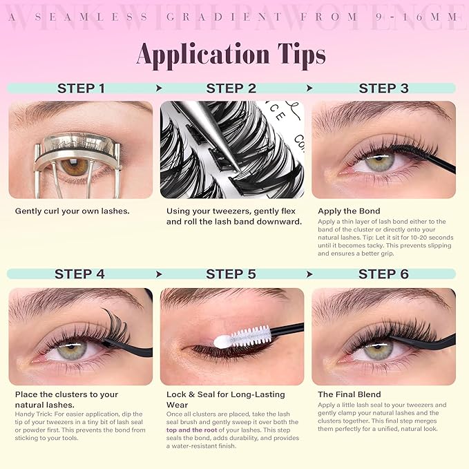 Pawotence Lash Clusters 160pcs Individual Lashes 30D 40D Cluster Eyelash Extensions 9-16mm Eyelash Clusters Lash Extensions DIY for Self Application (30D&40D, 0.07D, 9-16mm)
