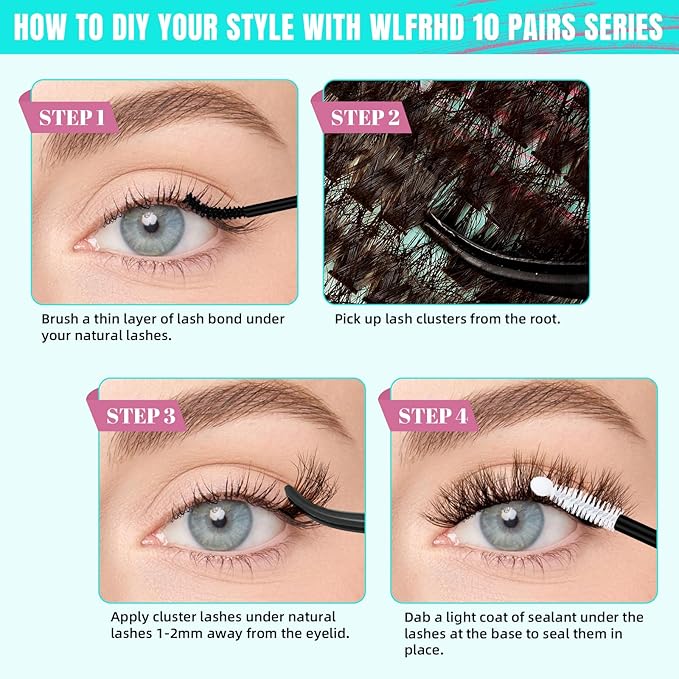 Brown Lash Clusters Kit 320Pcs 80D DIY Individual Lashes Extension Kit Lash Bond and Seal Lash Remover for Eyelashes Extensions Lash Applicator Tool for False Eyelash Cluster Kit at Home(D-Mix10-16mm)