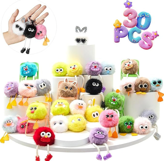 30PCS Party Favors Kids Keychains - Fun Keychain Cute Birthday Goodie Bags Stuffers for Kid Keychain Valentines Day Gifts for Kids Classroom Prizes Key Chains Bulk Elementary Student Prizes